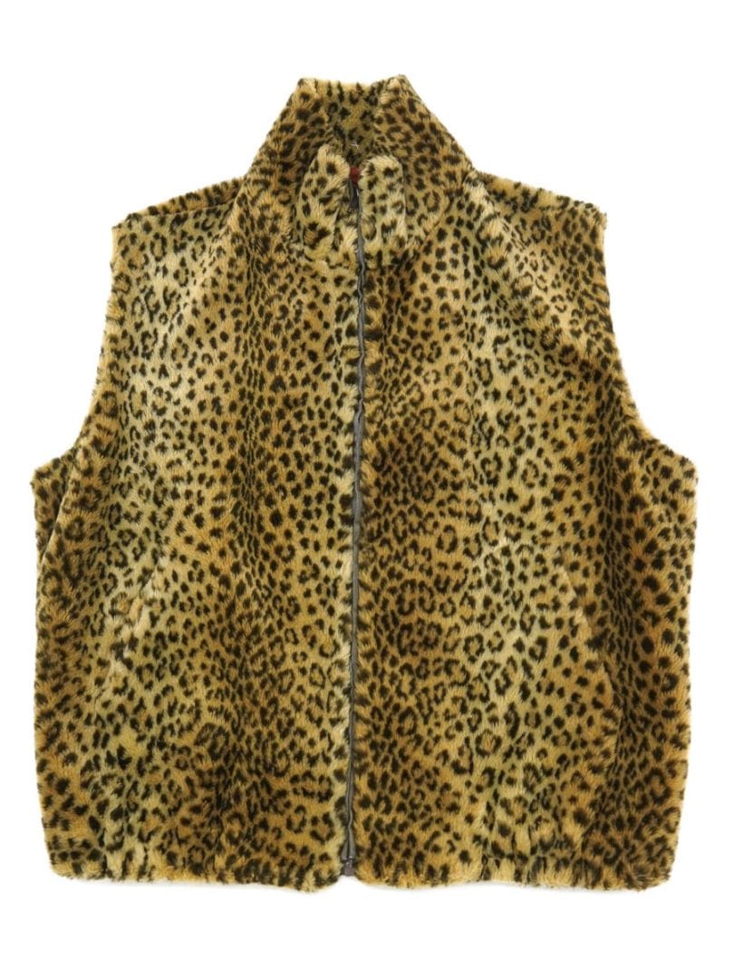 90's～ MAXX MAREN レオパード柄 フェイクファーベスト 表記(S) USA製