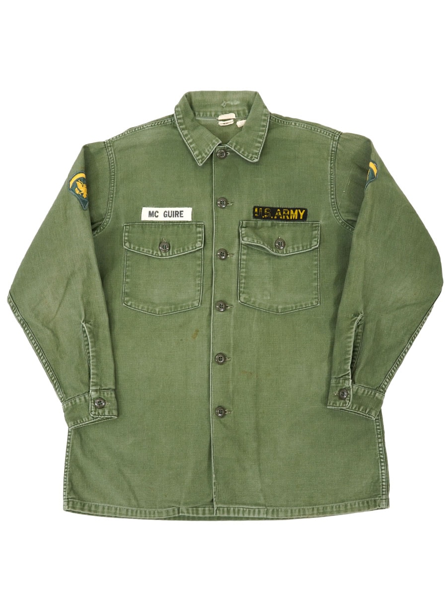 60's U.S.ARMY ユーティリティシャツ 表記(16 1/2 X 32) ワッペン付き