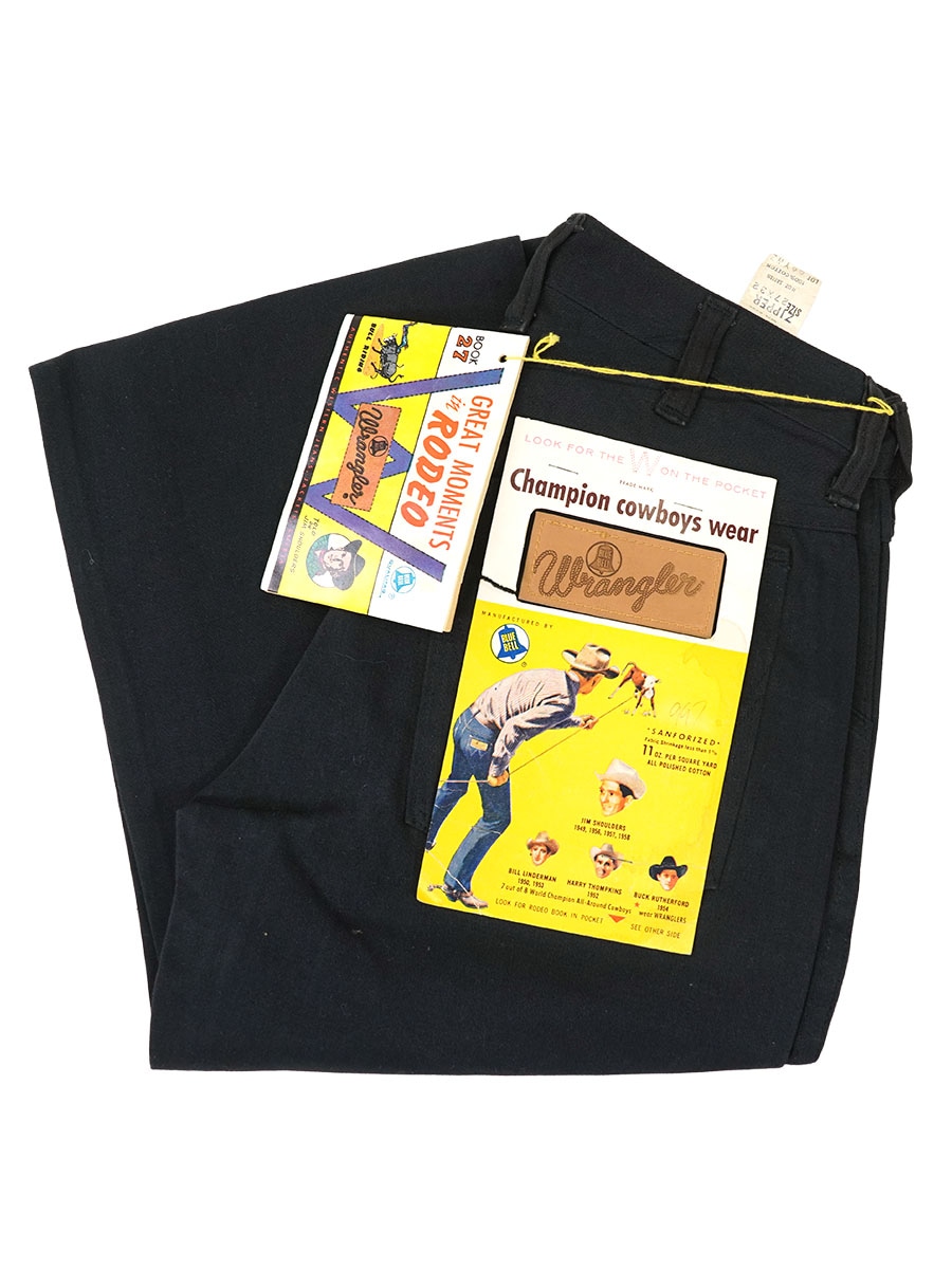 60's Wrangler 斜めベル 66YWZ コットンサテンパンツ ブラック! 表記