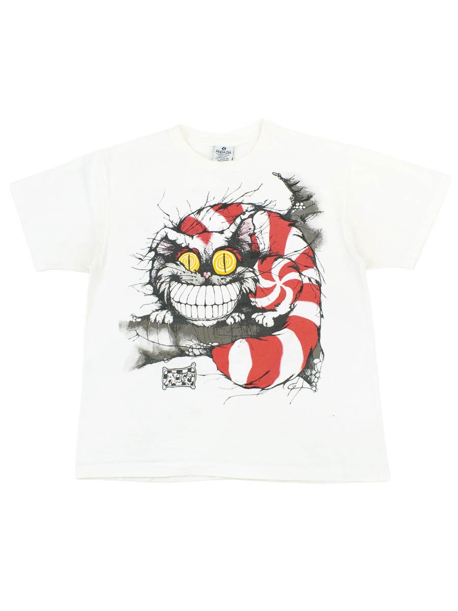 90's ANDAZIA 不思議の国のアリス ''チェシャ猫'' 両面プリントTシャツ
