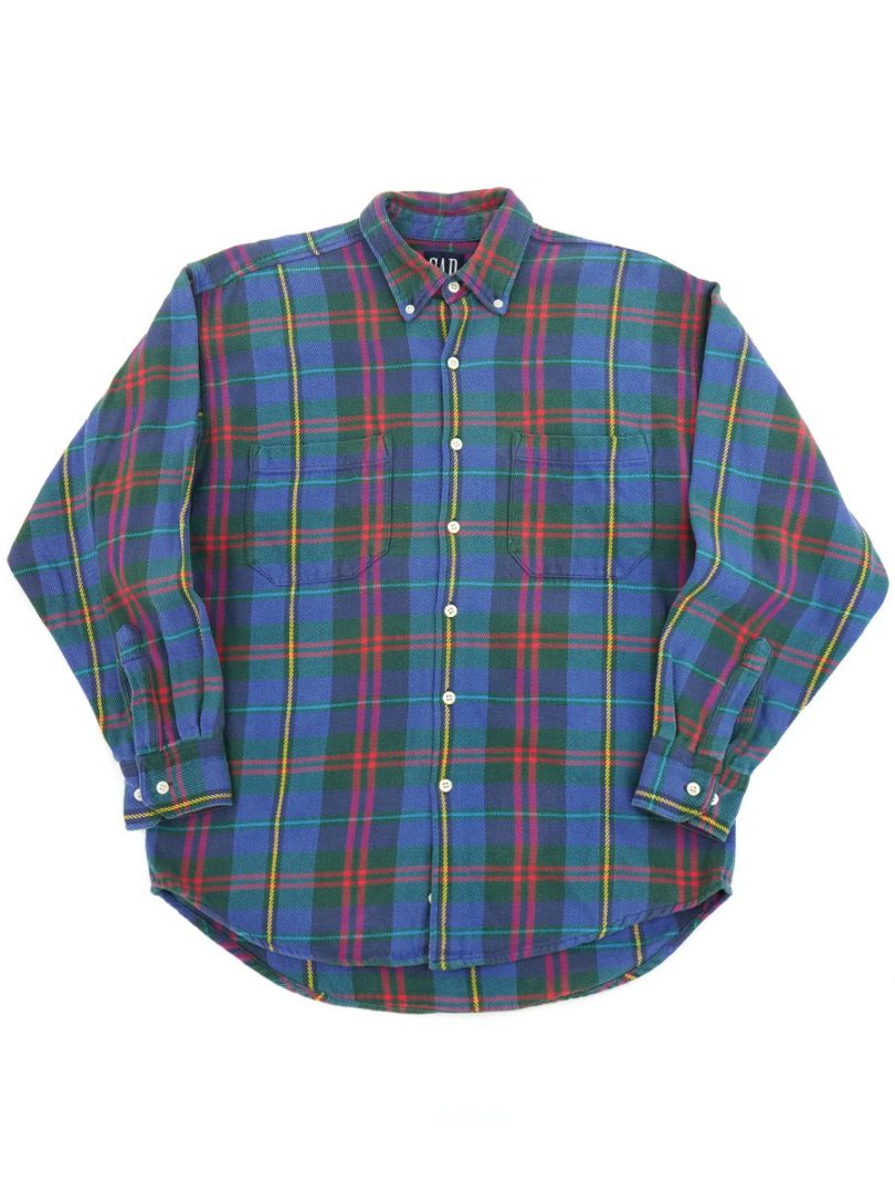 OLD GAP フランネルシャツ Lサイズ 90's OLD GAP L/S B.D.フランネルシャツ 実寸(M位) | すべての商品