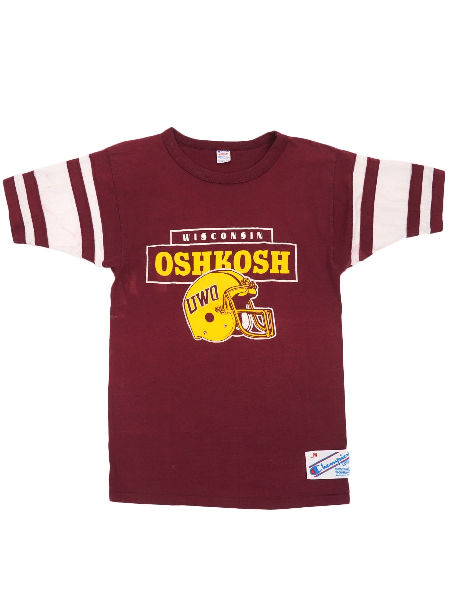 チャンピオン　アメリカンフットボールシャツ ビンテージ　トリコタグ 80's トリコタグ チャンピオン ''WISCONSIN OSHKOSH'' フットボールT