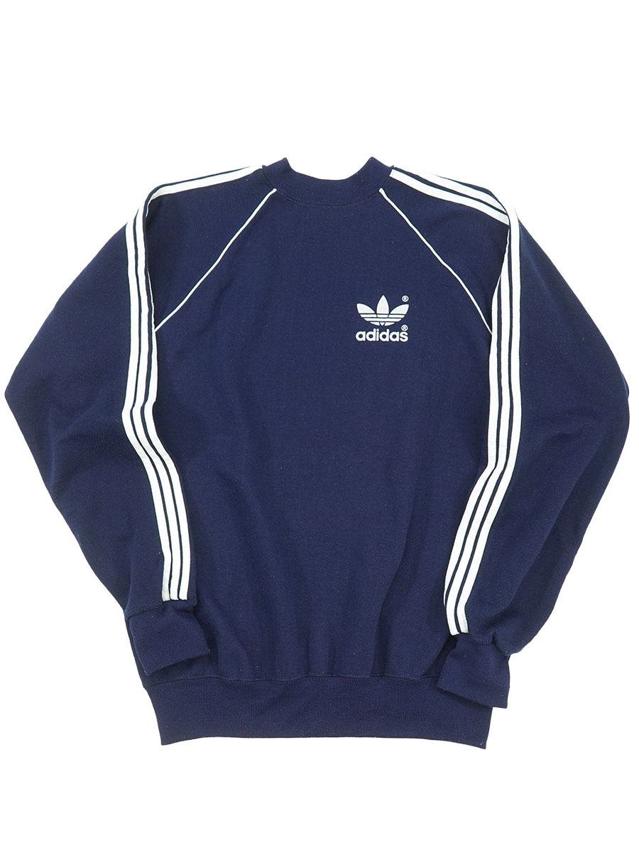 80's adidas スリーストライプ トレフォイルロゴプリント スウェット