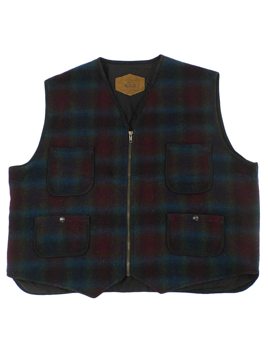 90's Woolrich オンブレーチェック ウールベスト 表記(XXL) USA製