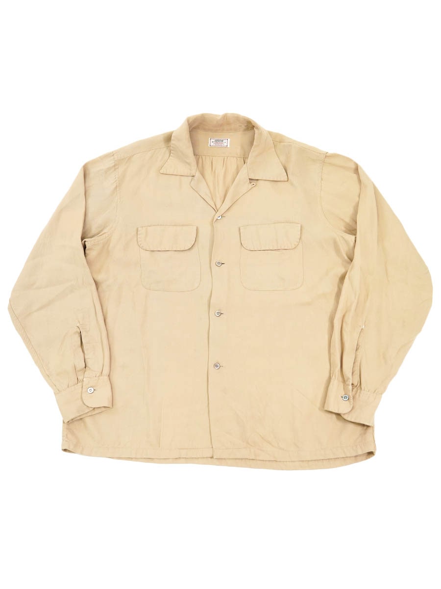 50'S ARROW GABANARO L/S RAYON SHIRT BEIGE (SIZE.16 1/2) | NEW ITEM