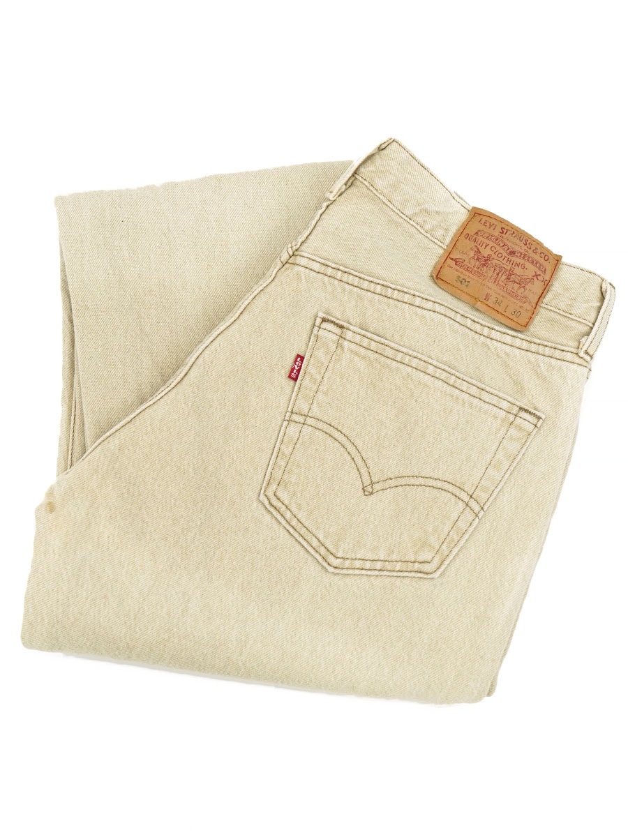 90'S LEVI'S 501 COLOR DENIM JEANS BEIGE (SIZE. W34 L30) MADE IN