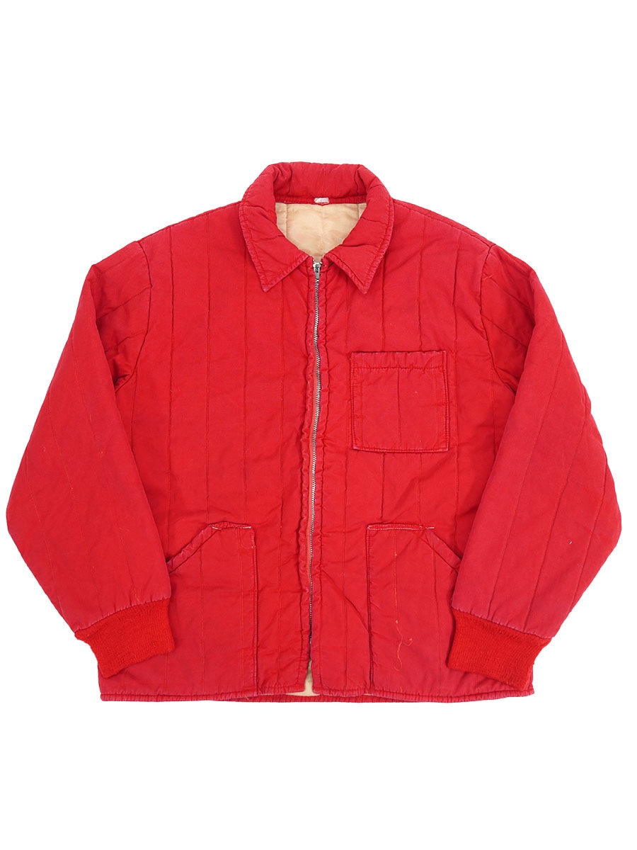60's COTTON QUILTING JACKET RED (APPROX.LARGE)