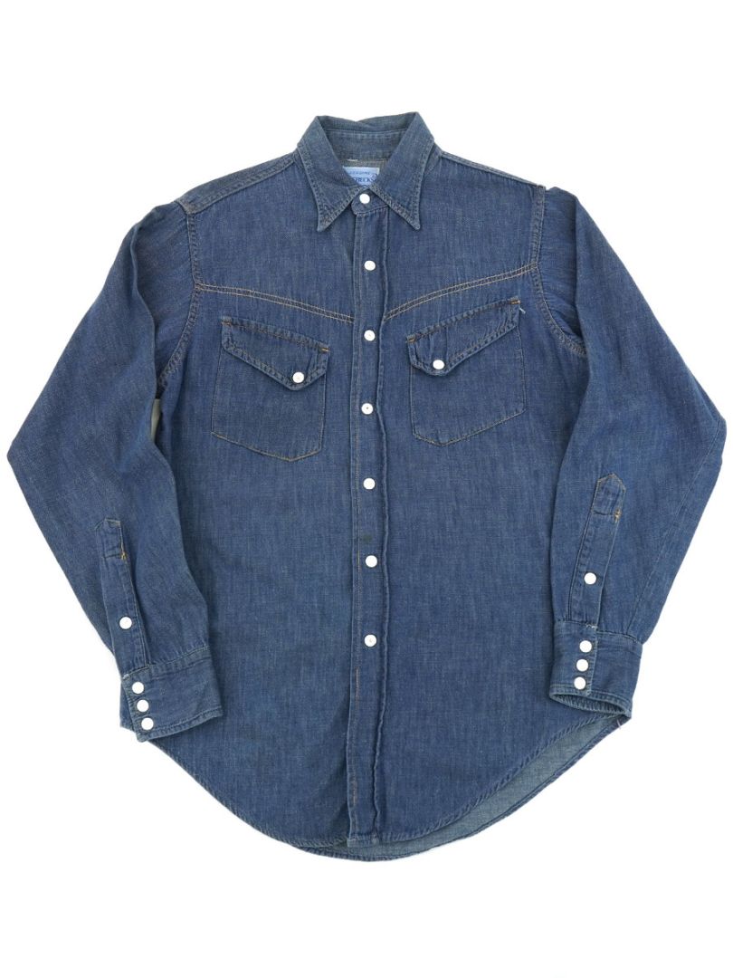 60'S ROEBUCKS VAT DYED DENIM WESTERN SHIRT (APPROX. SMALL)
