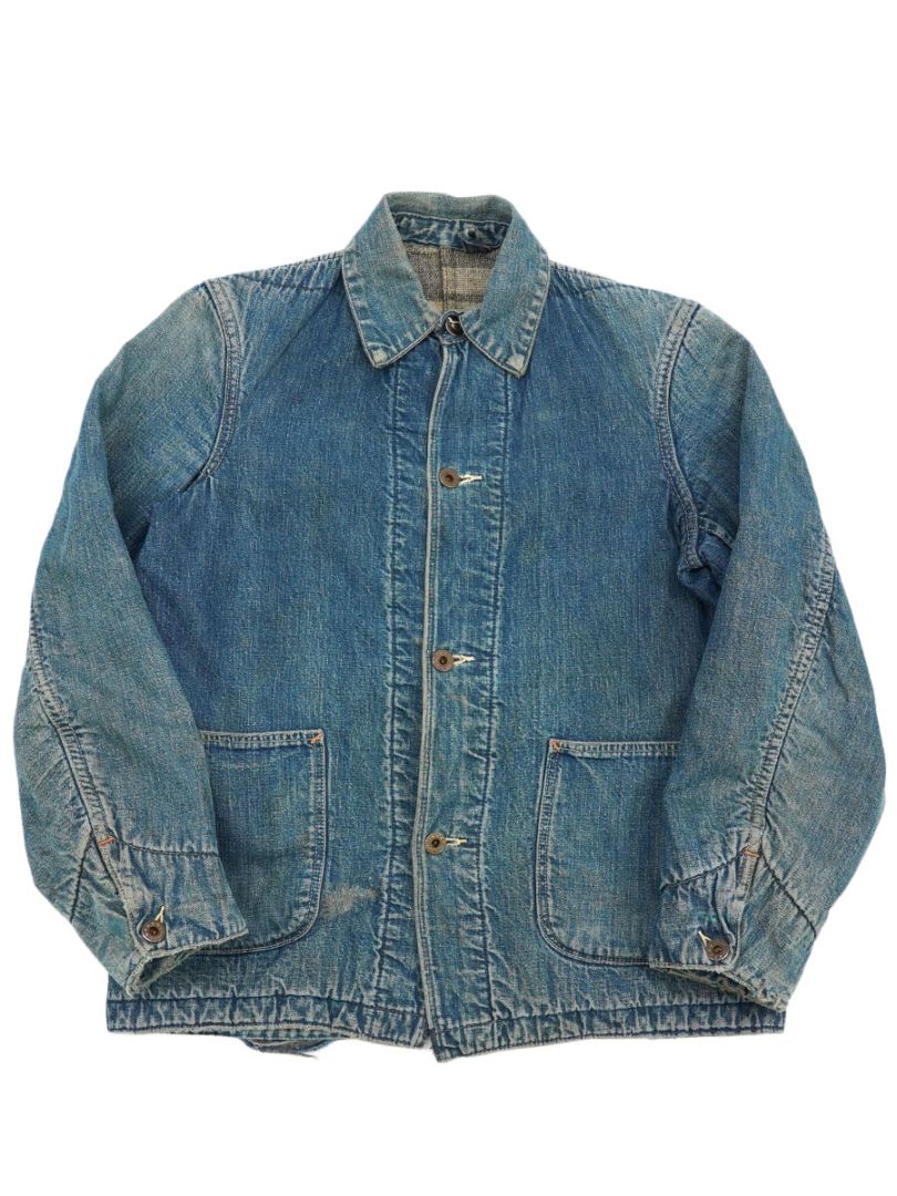 40'S WW2 BLANKET LINED DENIM CHORE JACKET (APPROX.36)