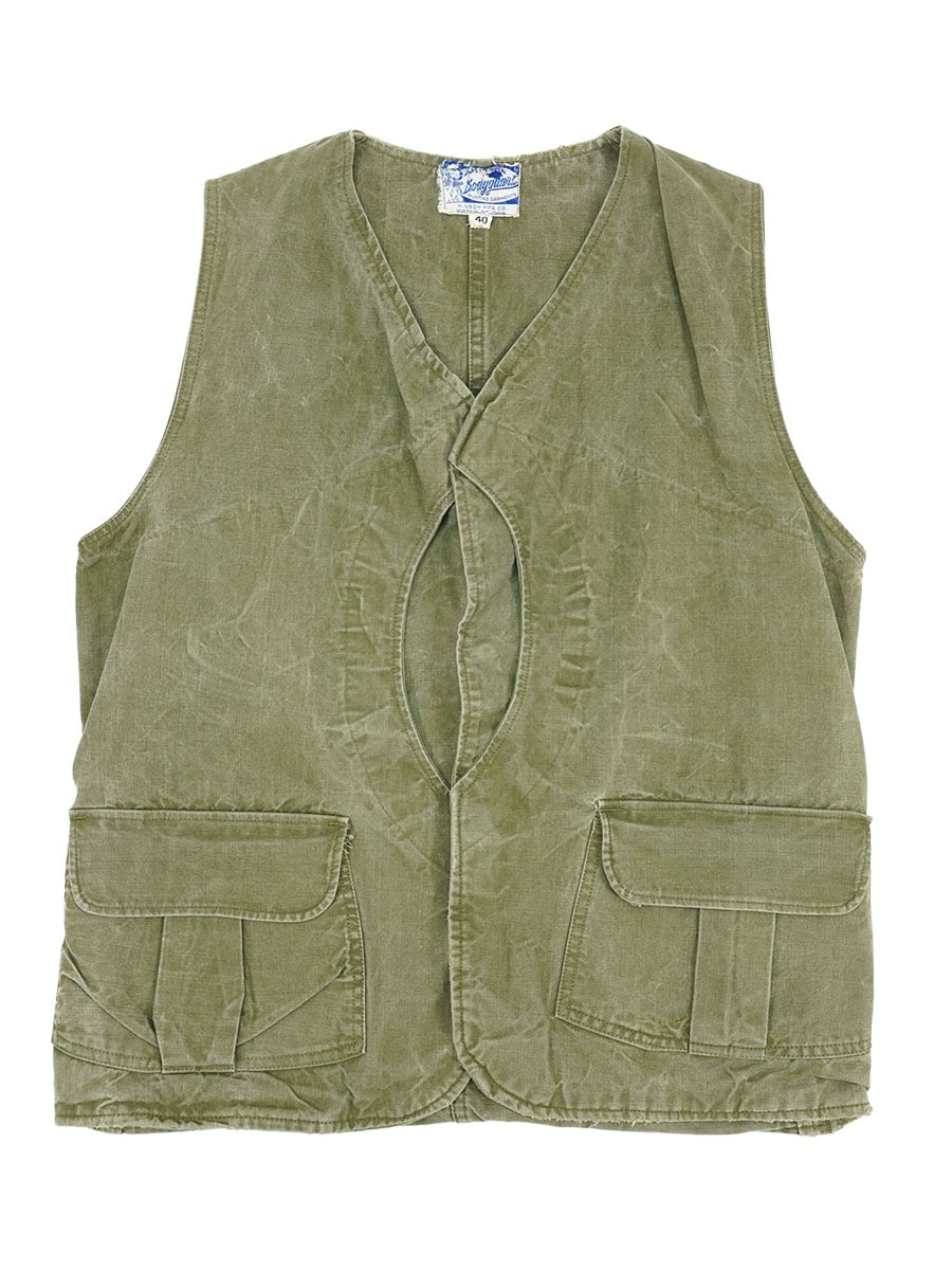 40'S～ HINSON BODYGUARD HUNTING VEST WITH HARLF MOON POCKET OLIVE (SIZE.40)