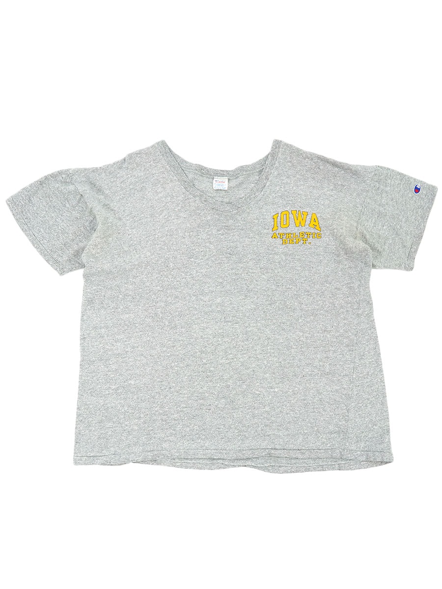 80'S CHAMPION V NECK T SHIRT ''IOWA ATHLETIC DEPT.'' (SIZE.X LARGE) MADE IN USA