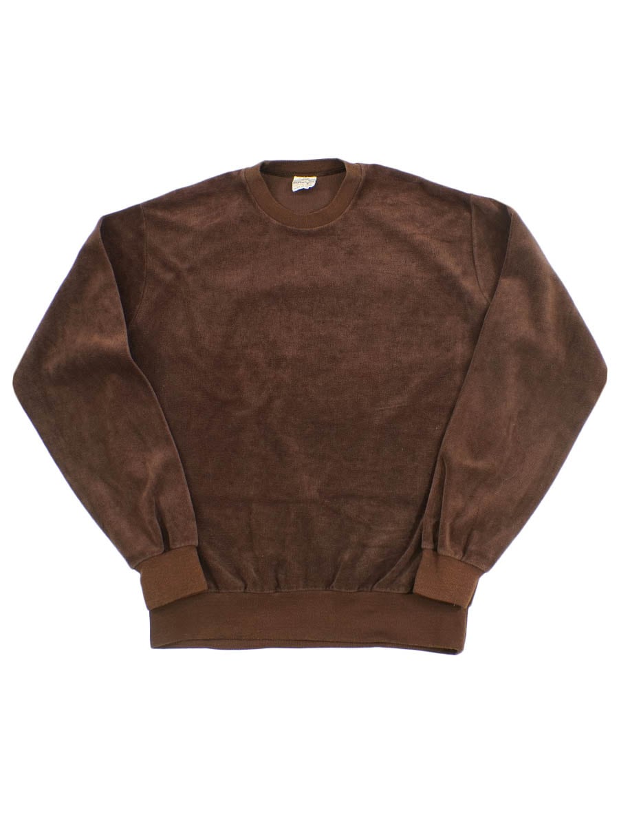 80'S SOUTHAMPTON SPORTSWEAR VELOUR SWEAT SHIRT BROWN (SIZE.LARGE) MADE IN USA