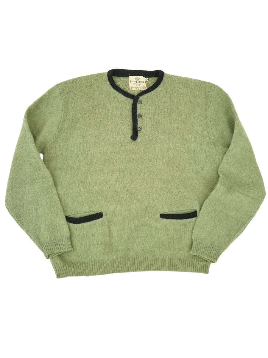 60'S BRUCE CAMERON HENRY NECK MOHAIR SWEATER (SIZE. LARGE)