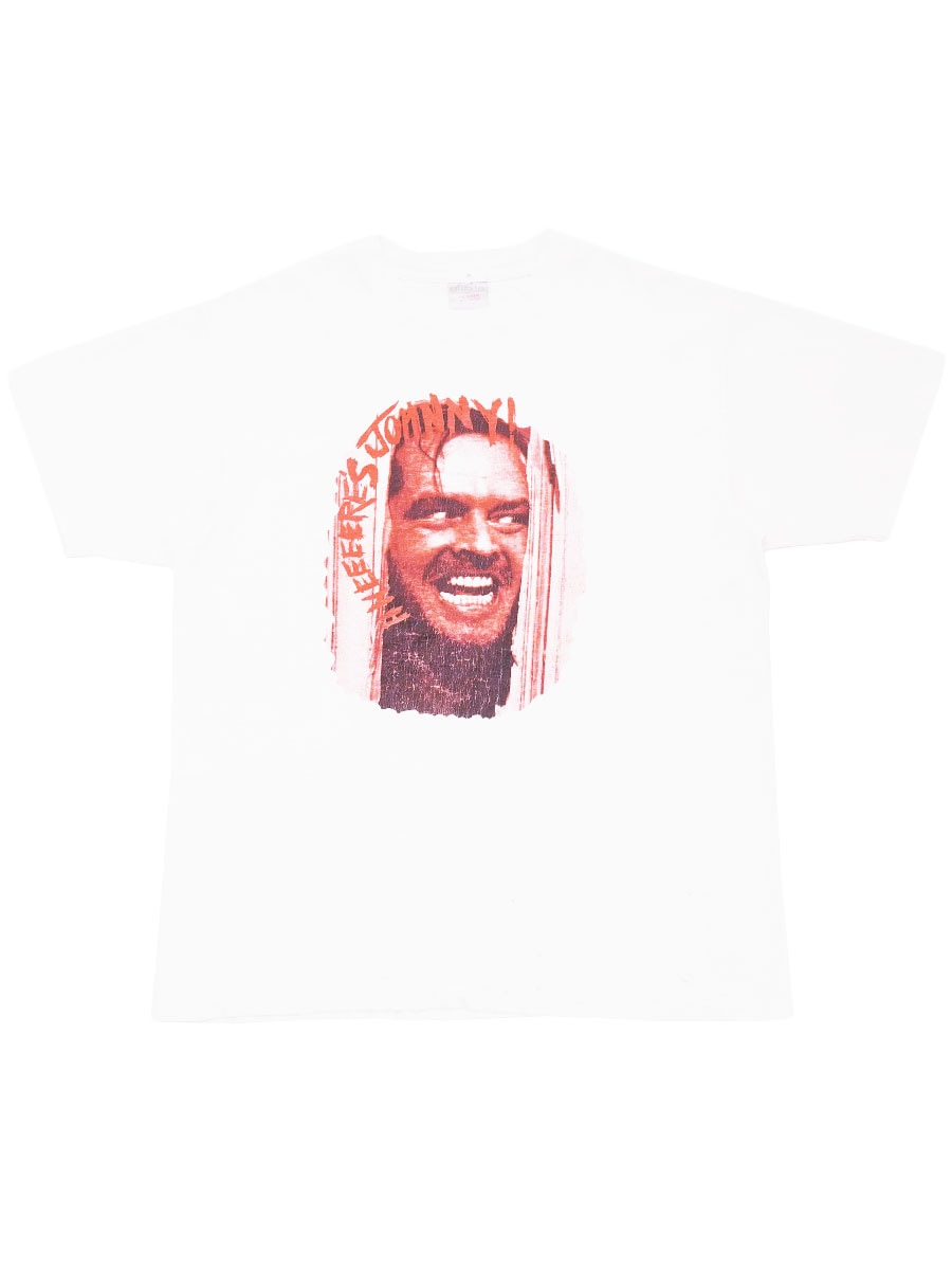 90'S ONEITA THE SHINING ''HHEEEERE'S JOHNNY!'' T SHIRT WHITE (SIZE.X LARGE)