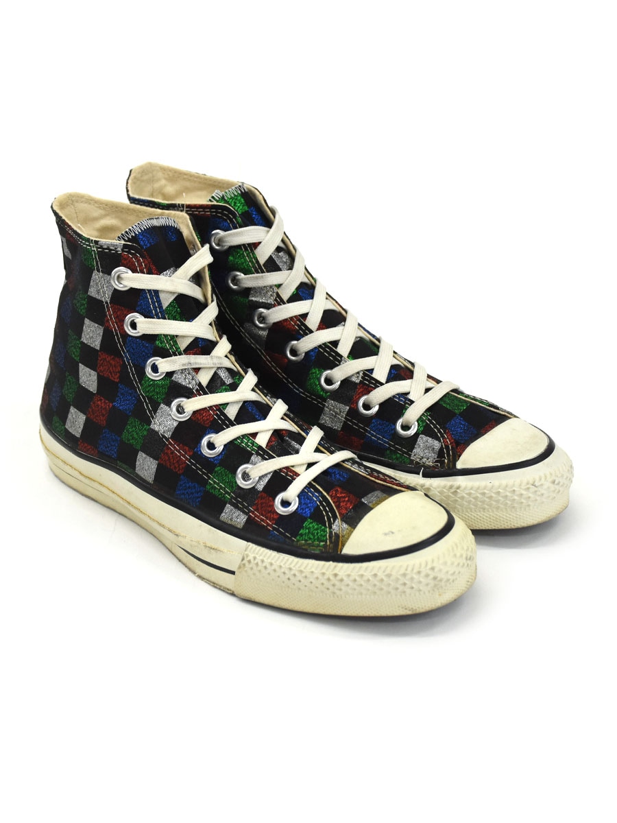 80'S CONVERSE FASHION ALL STARS HI MULTI COLERED CHECKS (SIZE.6) MADE IN USA