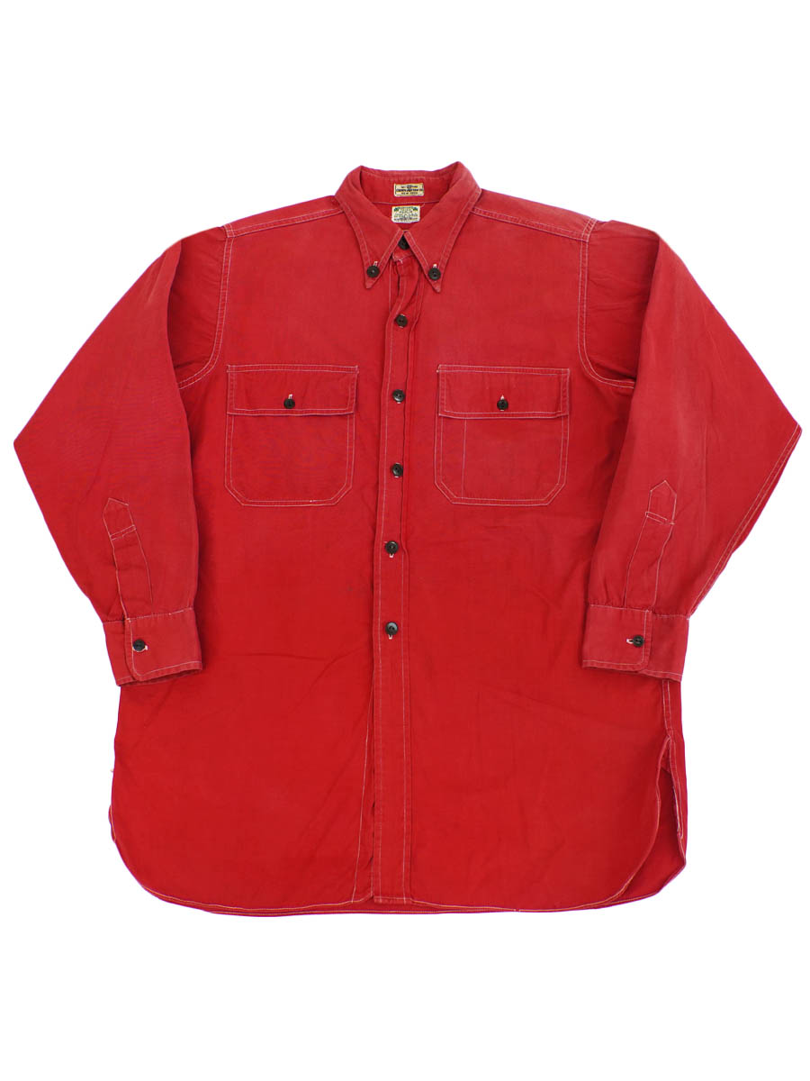 40'S CROWN UNIFORM CO. WORK SHIRT RED (APPROX.16)