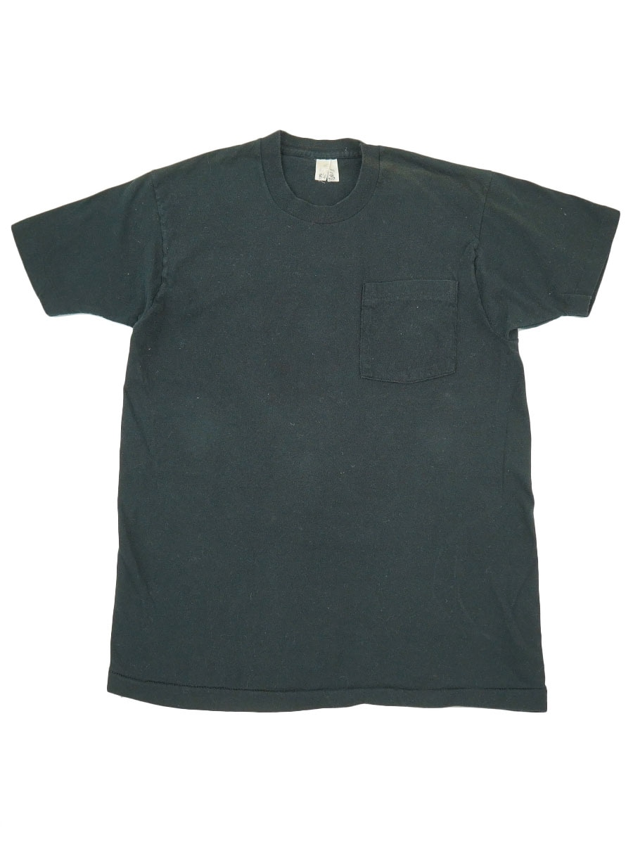 80'S～ FRUIT OF THE LOOM PLAIN POCKET T SHIRT BLACK (APPROX. SMALL) 