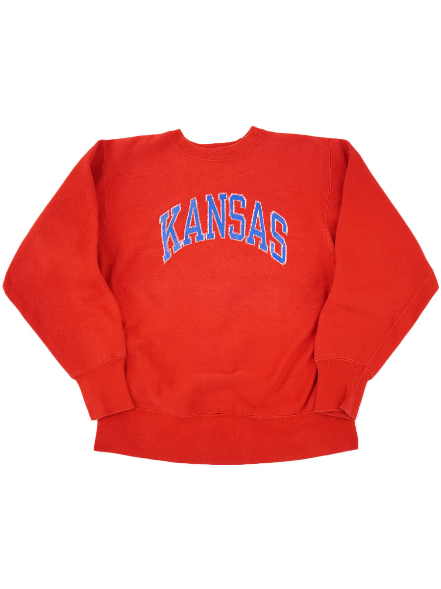 80'S CHAMPION REVERSE WEAVE CREW ''KANSAS'' (SIZE. LARGE) MADE IN USA