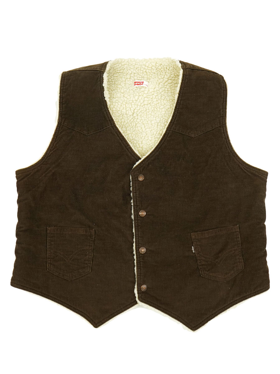 70's Levi's 60606 コーデュロイボアベスト 焦げ茶 表記(XL)