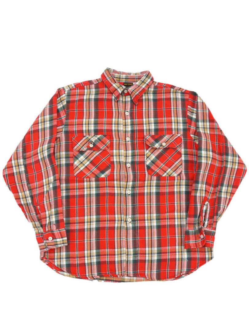 80'S BIG YANK COTTON WOVEN PLAID FLANNEL SHIRT (SIZE.LARGE) MADE IN USA