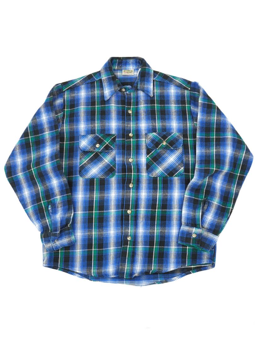 90'S FIVEBROTHER PLAID FLANNEL SHIRT (SIZE. MEDUM) MADE IN USA