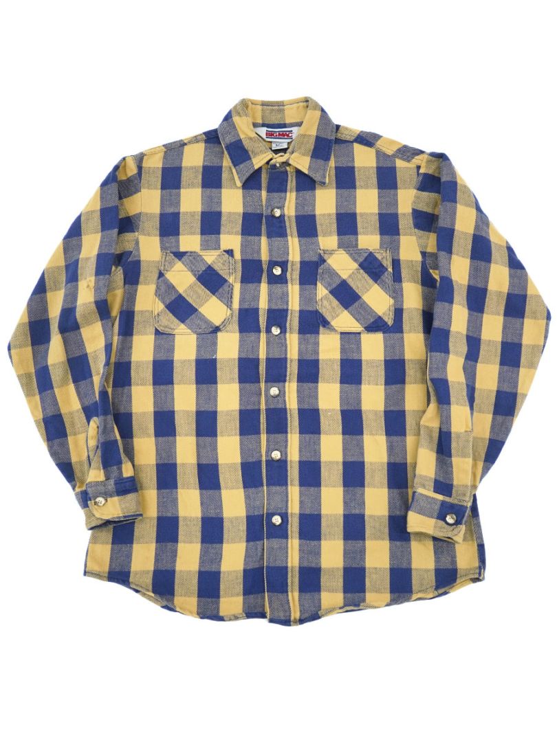 80'S BIGMAC BLOCK CHECK FLANNEL SHIRT (SIZE. MEDIUM TALL)
