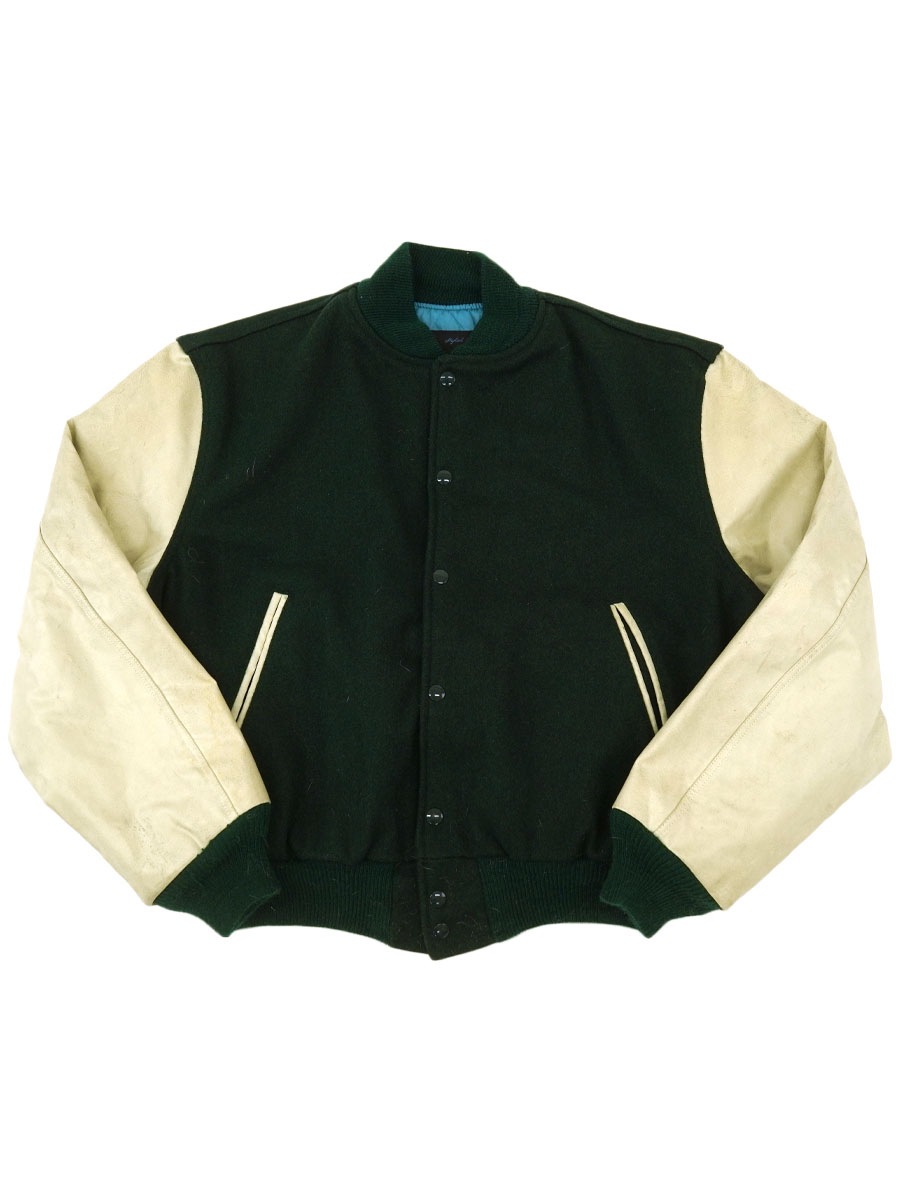 70'S CHAMPION WOOL VARSITY JACKET GREEN×WHITE (SIZE.LARGE)