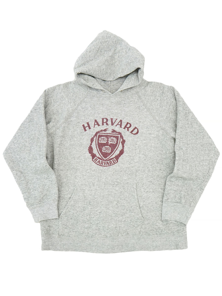 80'S CHAMPION ''HARVARD'' INK PRINT HOODED SWEAT SHIRT (SIZE. LARGE)
