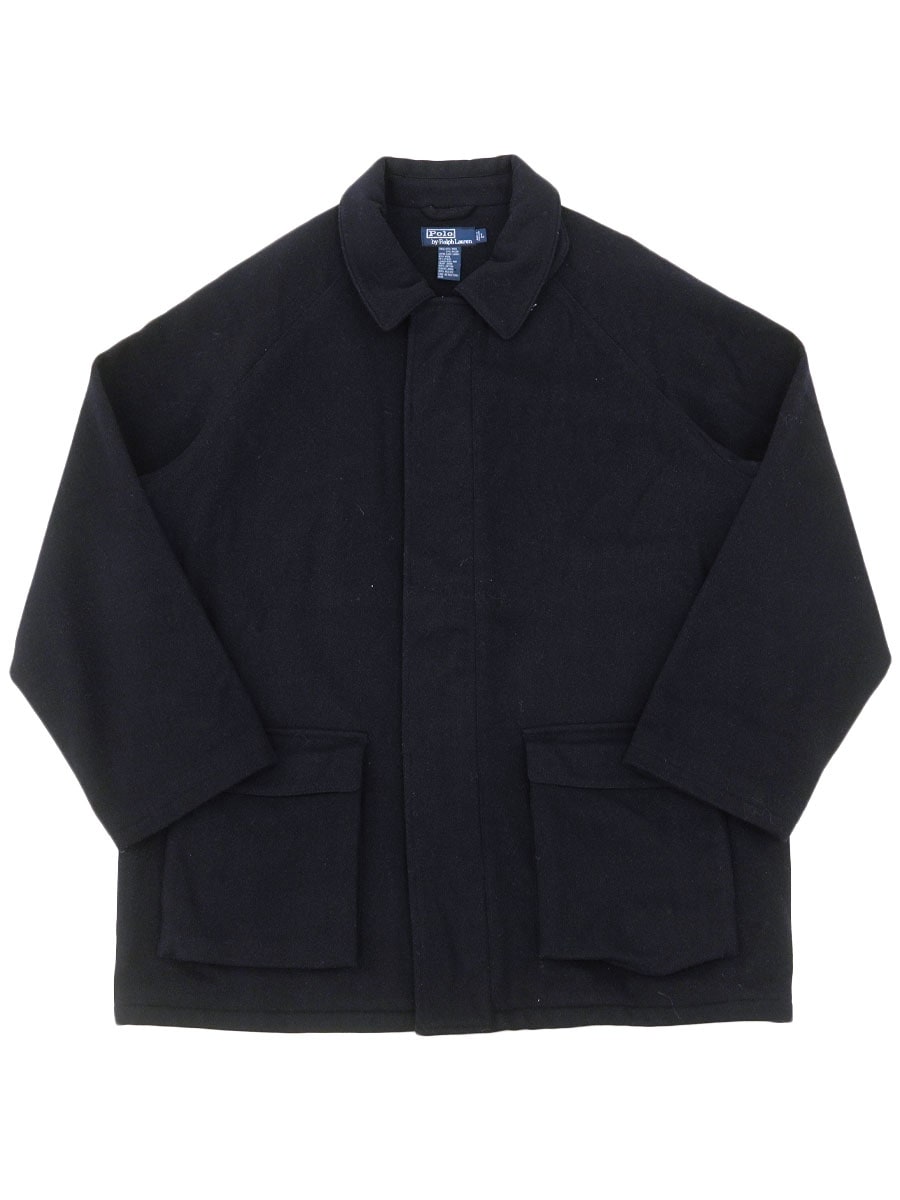 RALPH LAUREN FULL ZIP WOOL BALMACAAN COAT DARK NAVY (SIZE.L)