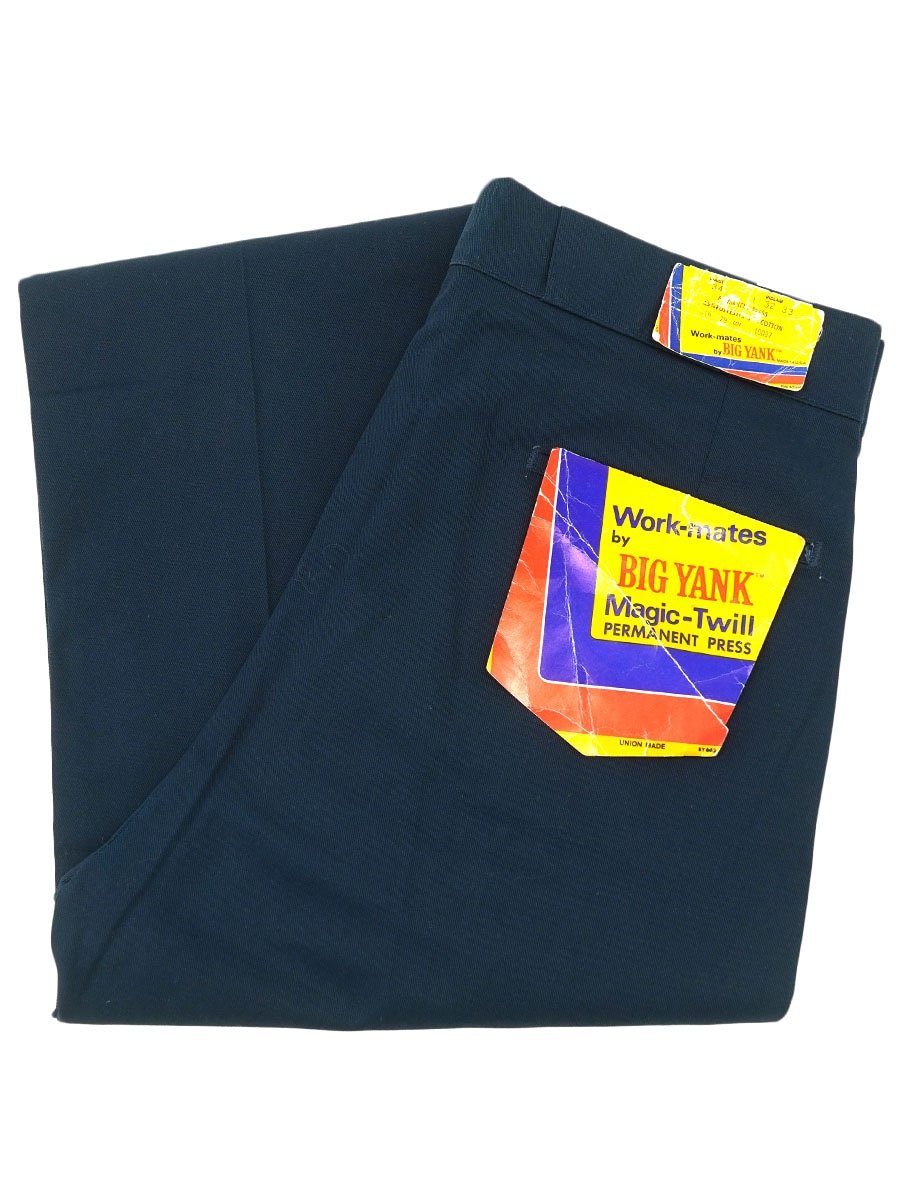 70'S WORK-MATES BY BIG YANK WORK PANTS NAVY (SIZE. W34 L32 33) NOS