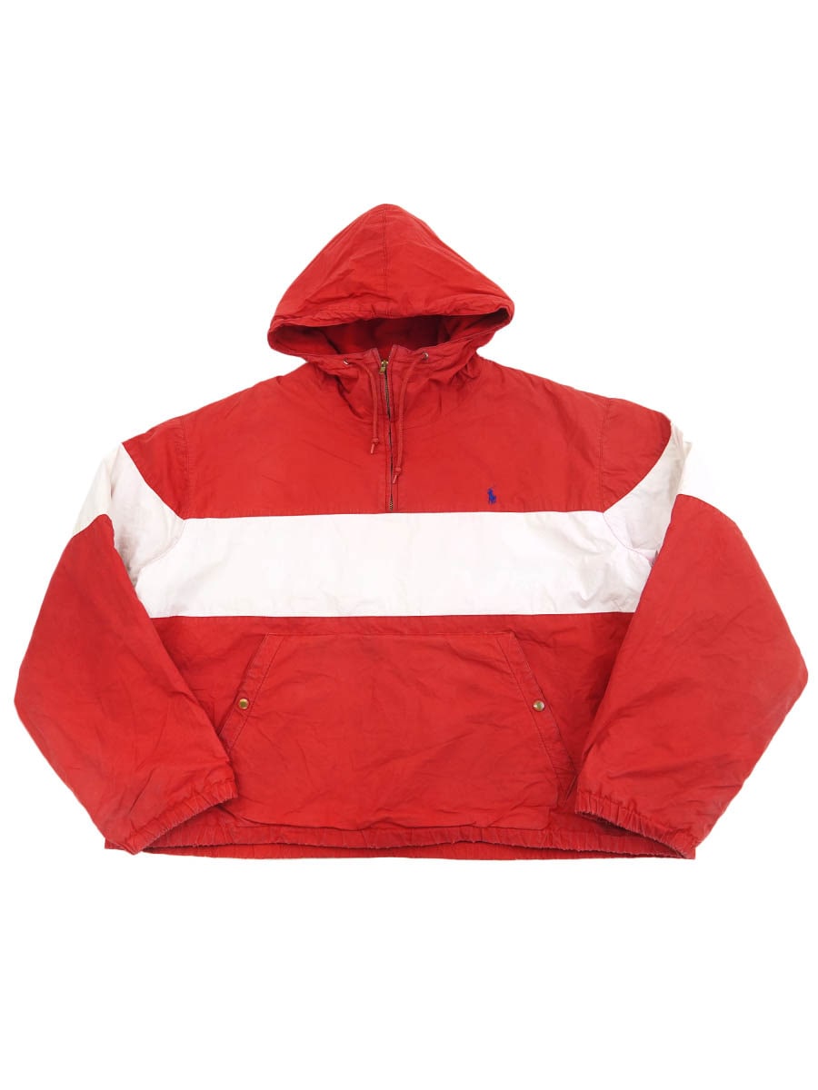 RALPH LAUREN 2 TONE ANORAK PARKA RED/WHITE (SIZE.X LARGE)