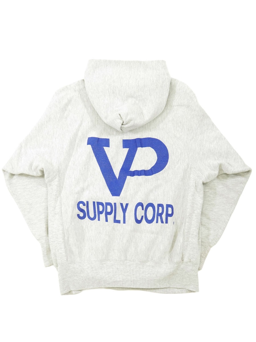 90'S CHAMPION REVERSE WEAVE HOODIE ''SUPPLY CORP'' BACK PRINT GREY