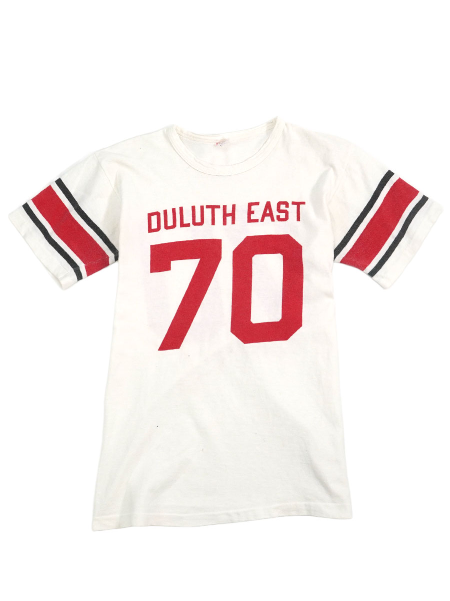 60'S CHAMPION RUNNER TAG WATER PRINT FOOTBALL T SHIRT (SIZE.LARGE)