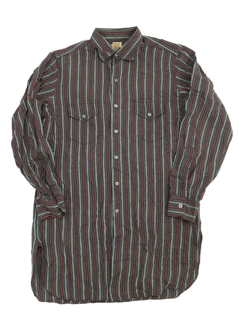 60'S NEWELL STRIPE PATTERN LONG LENGTH SHIRT  (APPROX.MEDIUM)