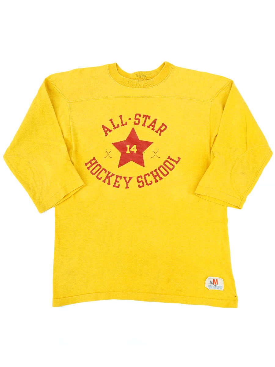 70'S CHAMPION ''ALL-STAR HOCKEY SCHOOL'' FOOTBALL T SHIRT (SIZE. MEDIUM)