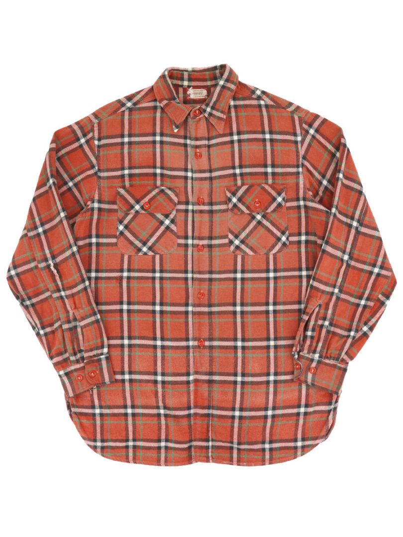 50'S PENNEY'S PLAID FLANNEL SHIRT (SIZE.MEDIUM)