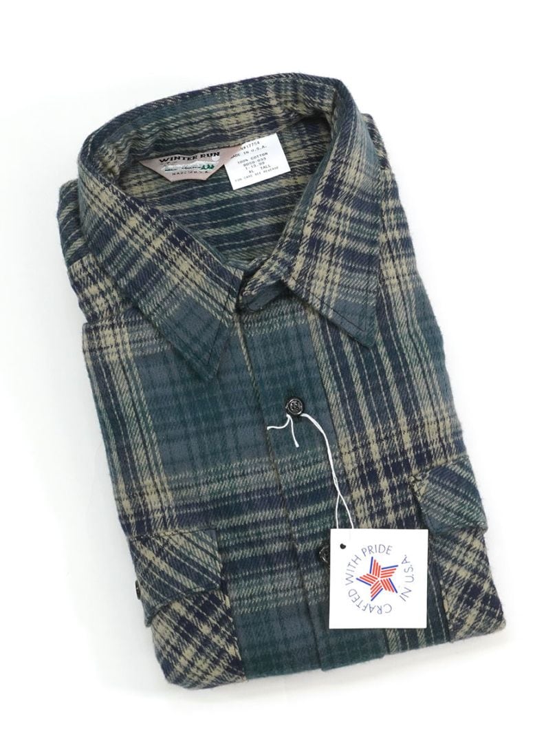 90'S WINTER RUN PLAID FLANNEL SHIRT (SIZE. XL TALL) MADE IN USA NOS