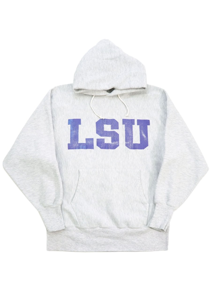 90'S CHAMPION REVERSE WEAVE HOODIE ''L S U'' GREY (SIZE.LARGE