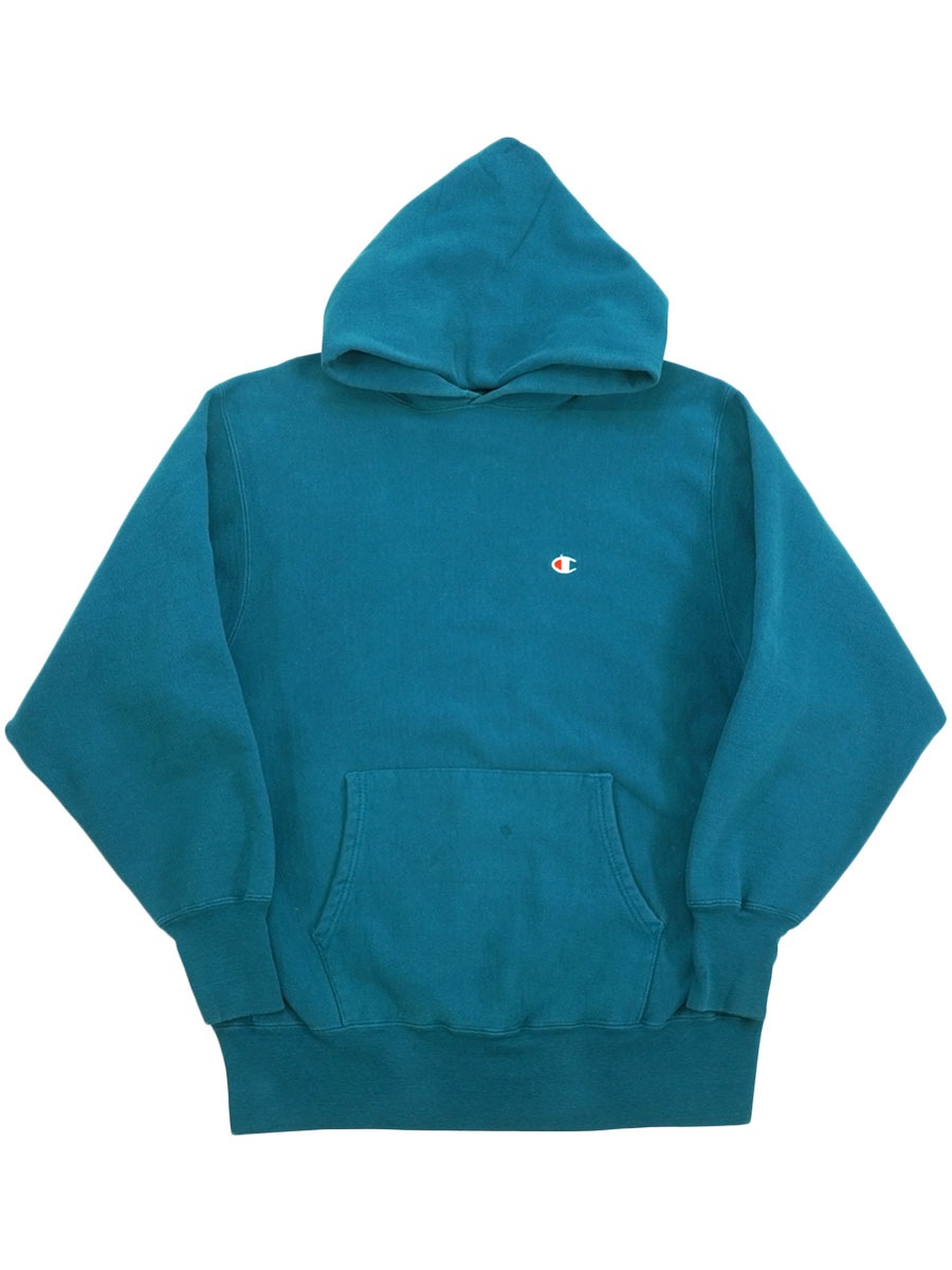 90'S CHMAPION REVERSE WEAVE HOODIE PLAIN SEA GREEN (SIZE.X LARGE) MADE IN USA