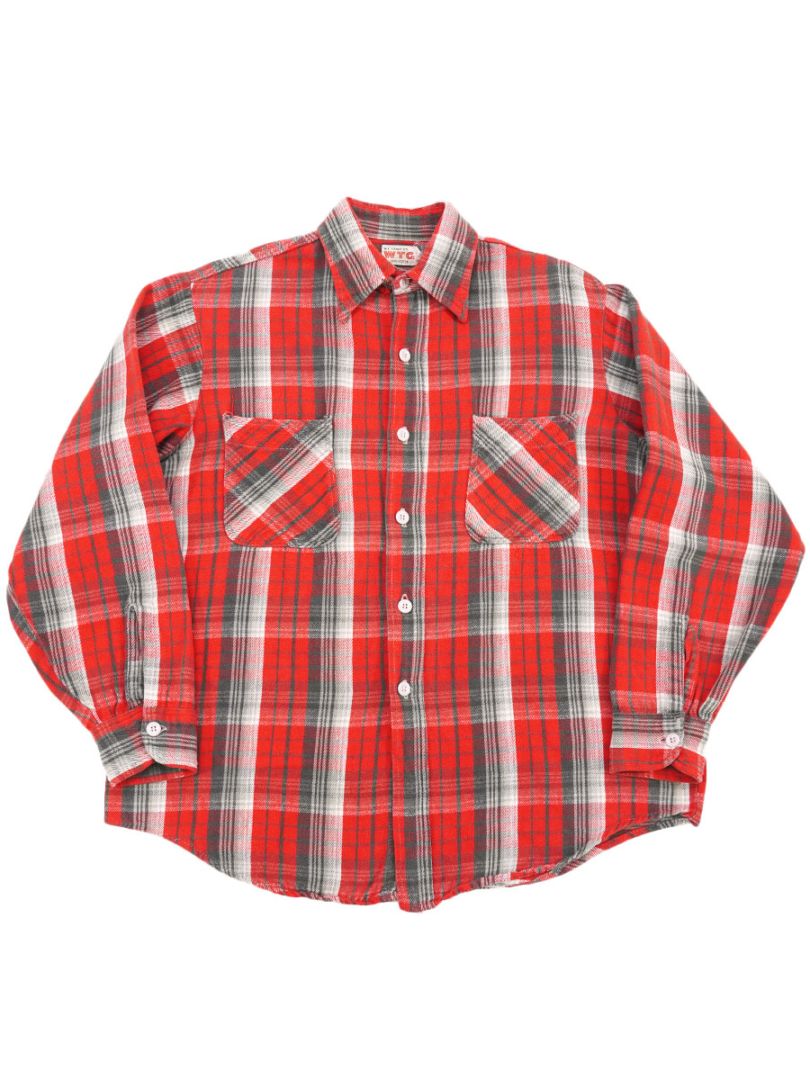 60'S WTG COTTON WOVEN PLAID FLANNEL SHIRT (APPROX.LARGE)