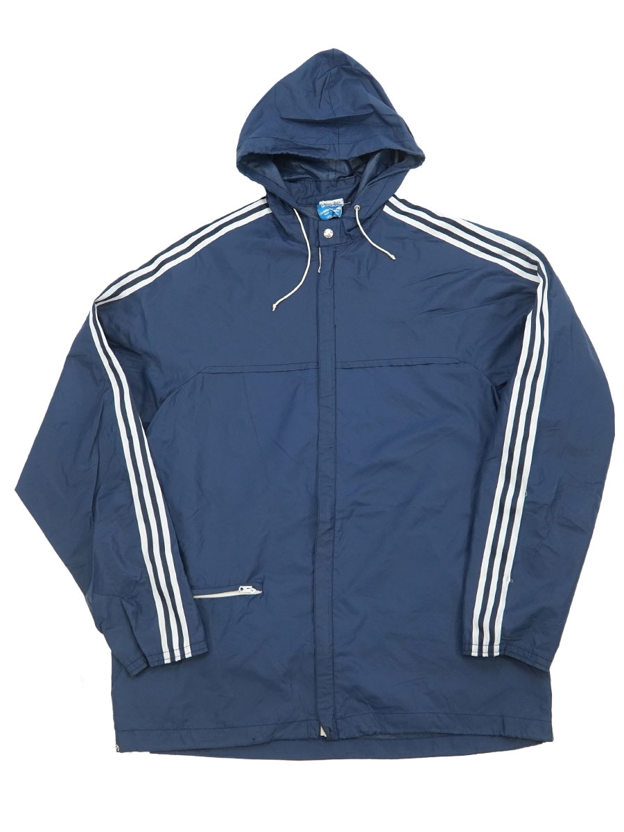 70'S ADIDAS THREE STRIPE NYLON JACKET NAVY (SIZE.180) MADE IN
