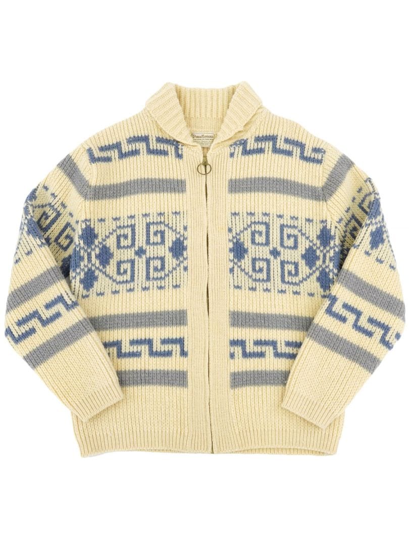 70's PENDLETON HIGH GRADE WESTERN WEAR ZIP-UP WOOL KNIT CARDIGAN