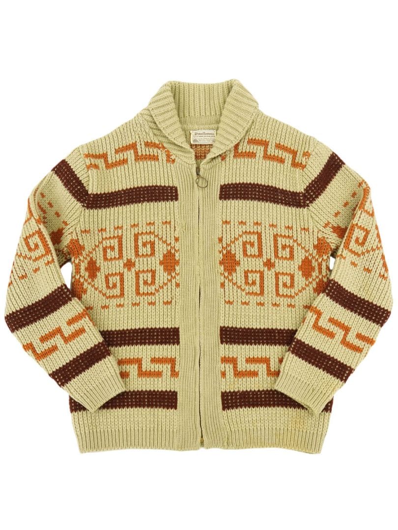 70's PENDLETON HIGH GRADE WESTERN WEAR ZIP-UP WOOL KNIT CARDIGAN