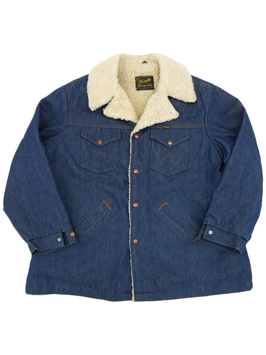 70'S WRANGLER DENIM BOA JACKET LONG (SIZE. XX LARGE) GOOD