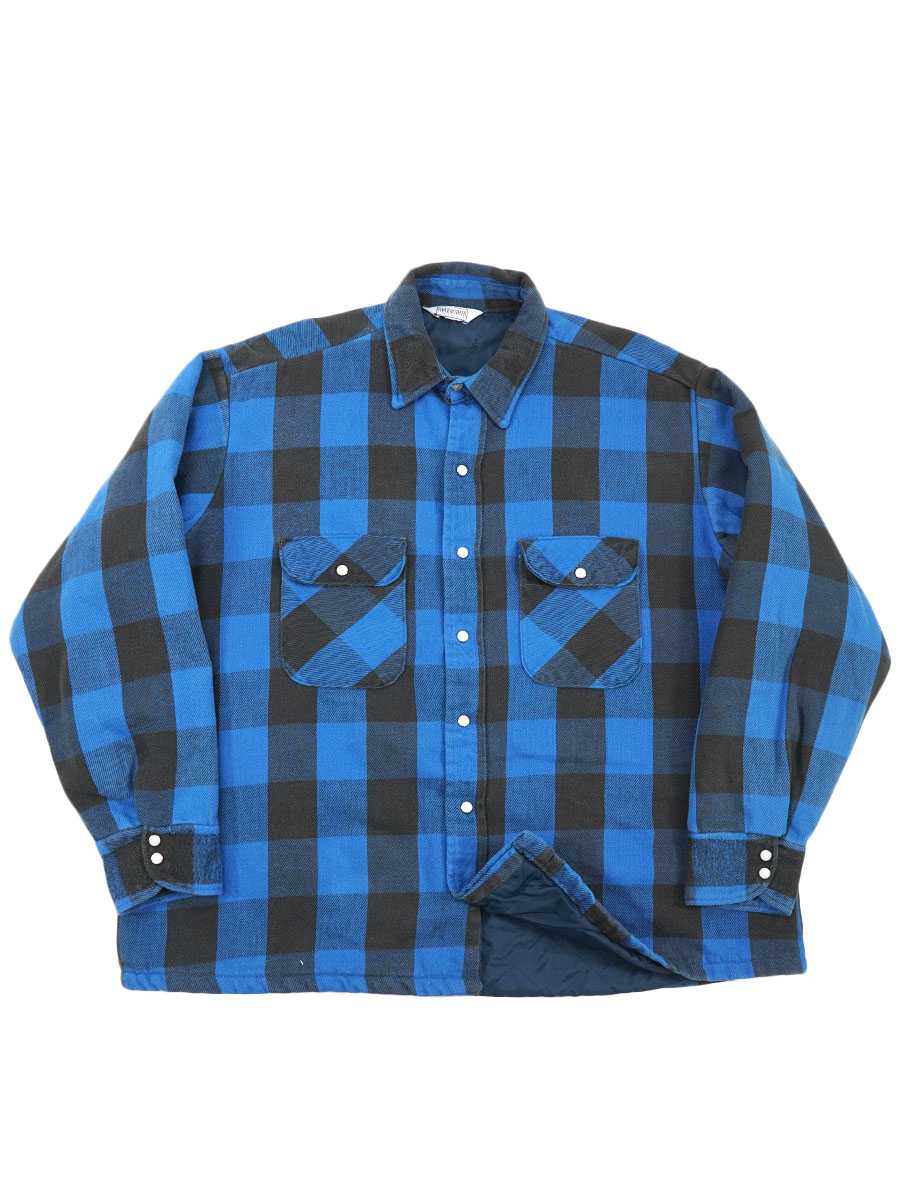 70'S～ FIVE BROTHER QUILTING LINED PLAID FLANNEL SHIRT (SIZE.X
