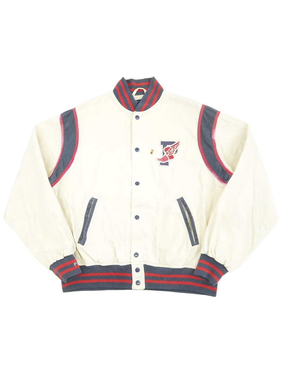 90'S RALPH LAUREN ''P-WING'' COTTON STADIUM JACKET (SIZE.MEDIUM