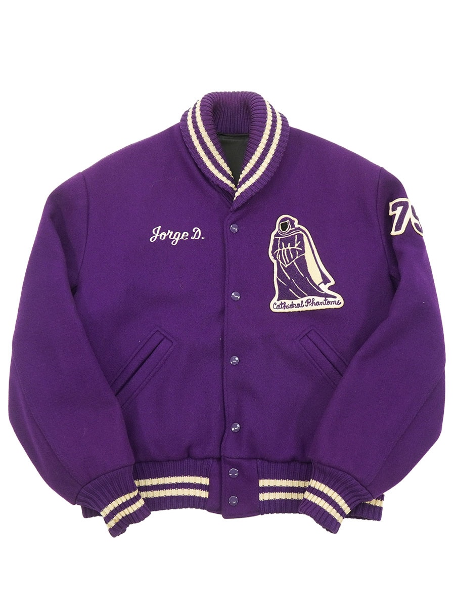 Albion award Jacket スタジャン 36 リアルレザー usa製 70'S ALBION AWARD JACKET WOOL VARSITY JACKET REVERSIBLE PURPLE