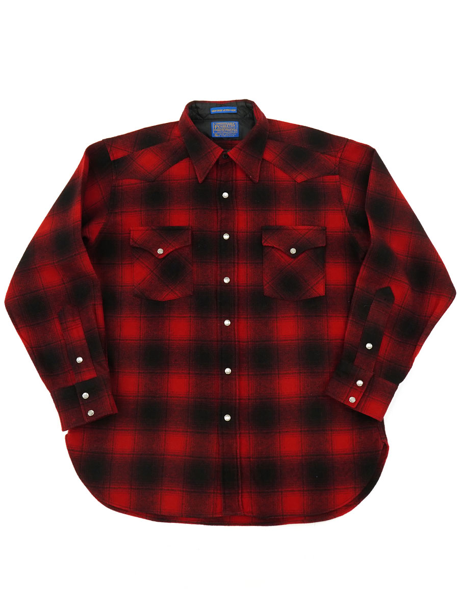 80'S～ PENDLETON SHADOW CHECK WOOL WESTERN SHIRT (SIZE. LARGE