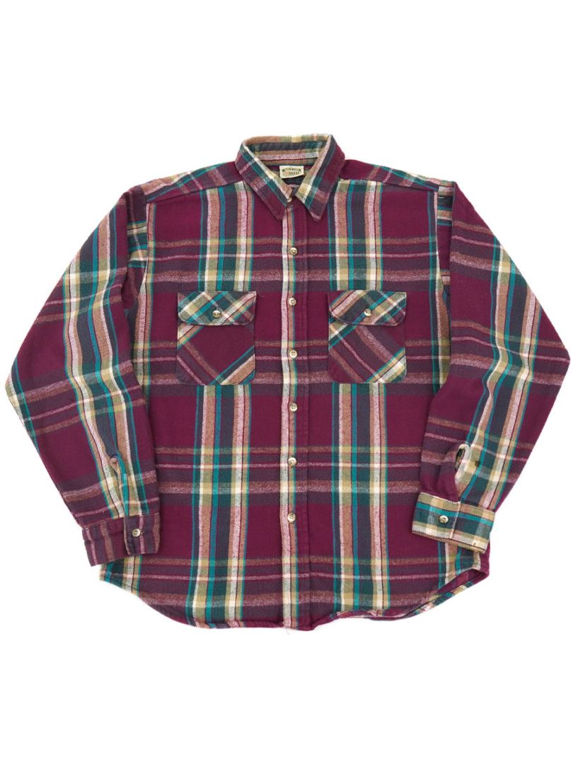 80'S～ FIVEBROTHER PLAID FLANNEL SHIRT (SIZE. LARGE) MADE IN USA
