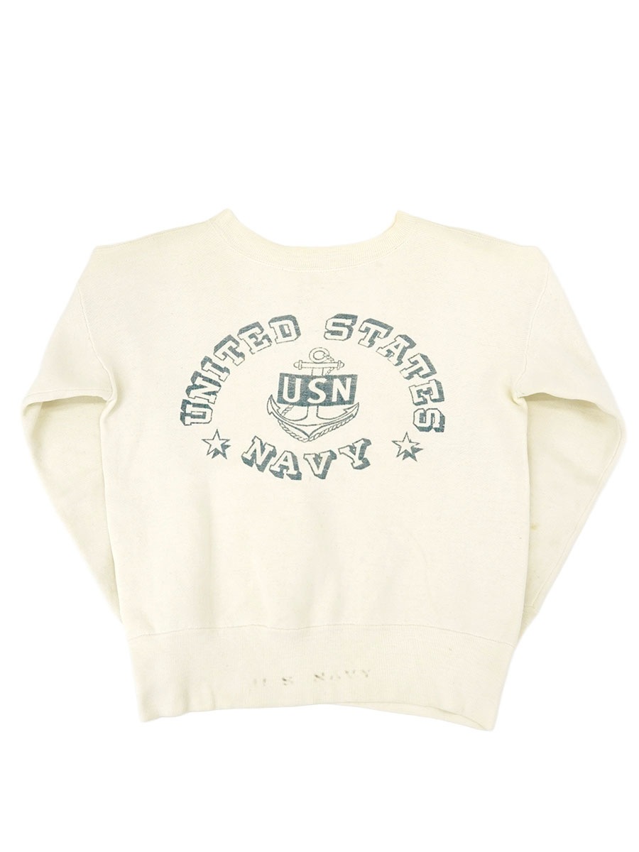 50'S～ SPORTSWEAR ''USN'' WATER PRINT SWEAT SHIRT (SIZE. MEDIUM) 
